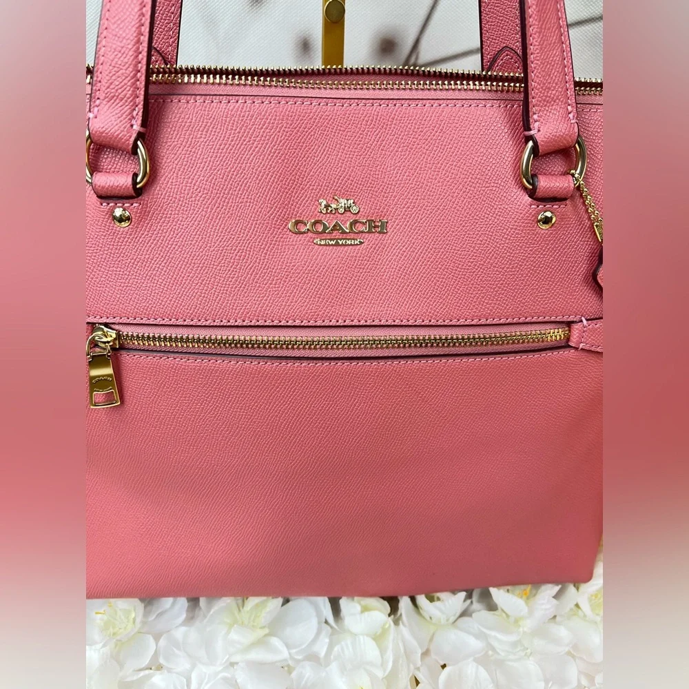 Coach Gallery Tote Shoulder Bag In Pink Taffy with Gold Accents - Picture 12 of 14
